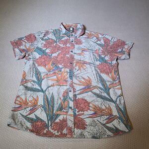 Element Men's Short Sleeve Floral Button Up Sz XL Gray And Graphic Print Flowers